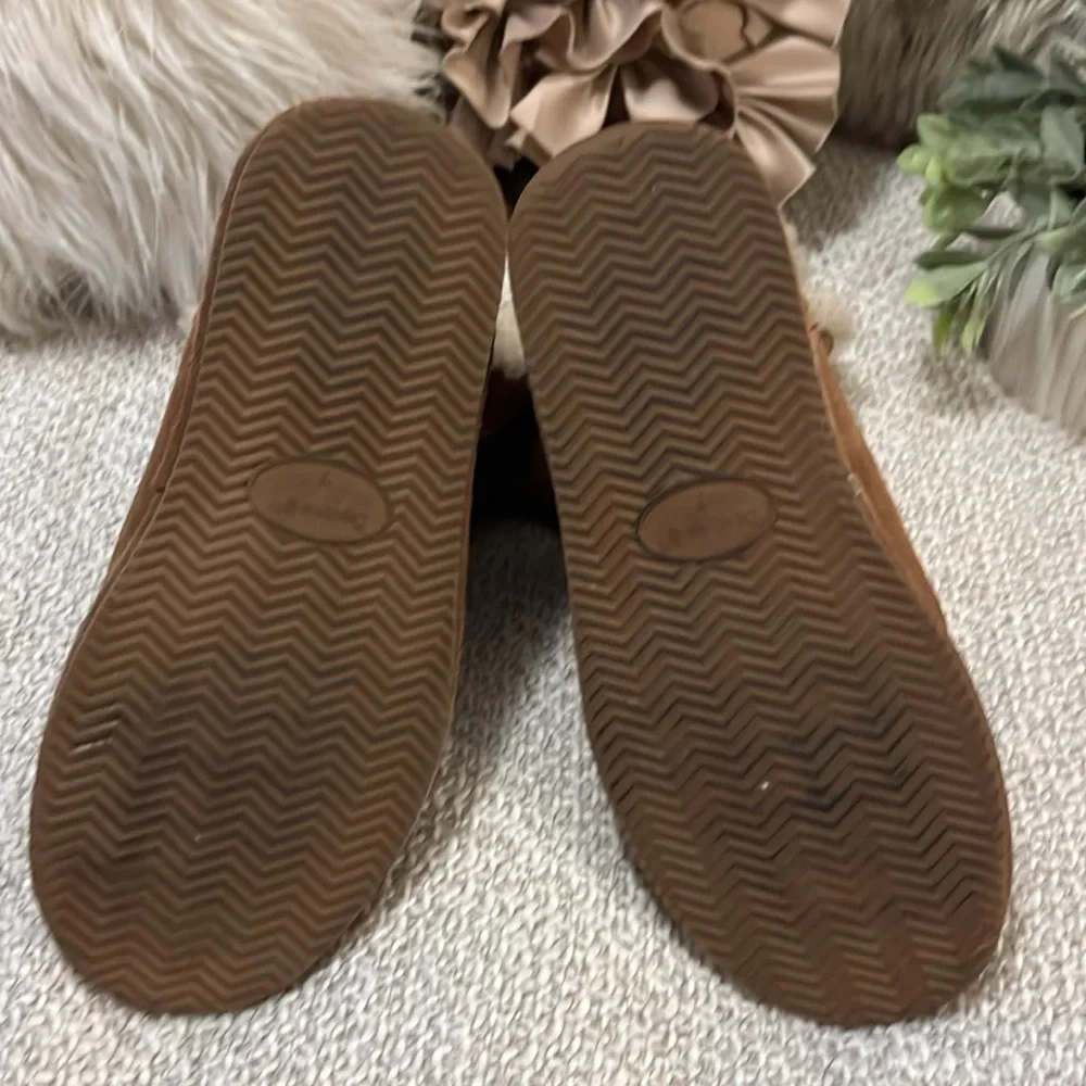 Bear Paw Women’s Suede Sheepskin/Wool Blend Abagail Cognac Winter Snow Shoes 7